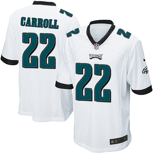 Men's Game Nolan Carroll Nike Jersey White Road - #22 NFL Philadelphia Eagles